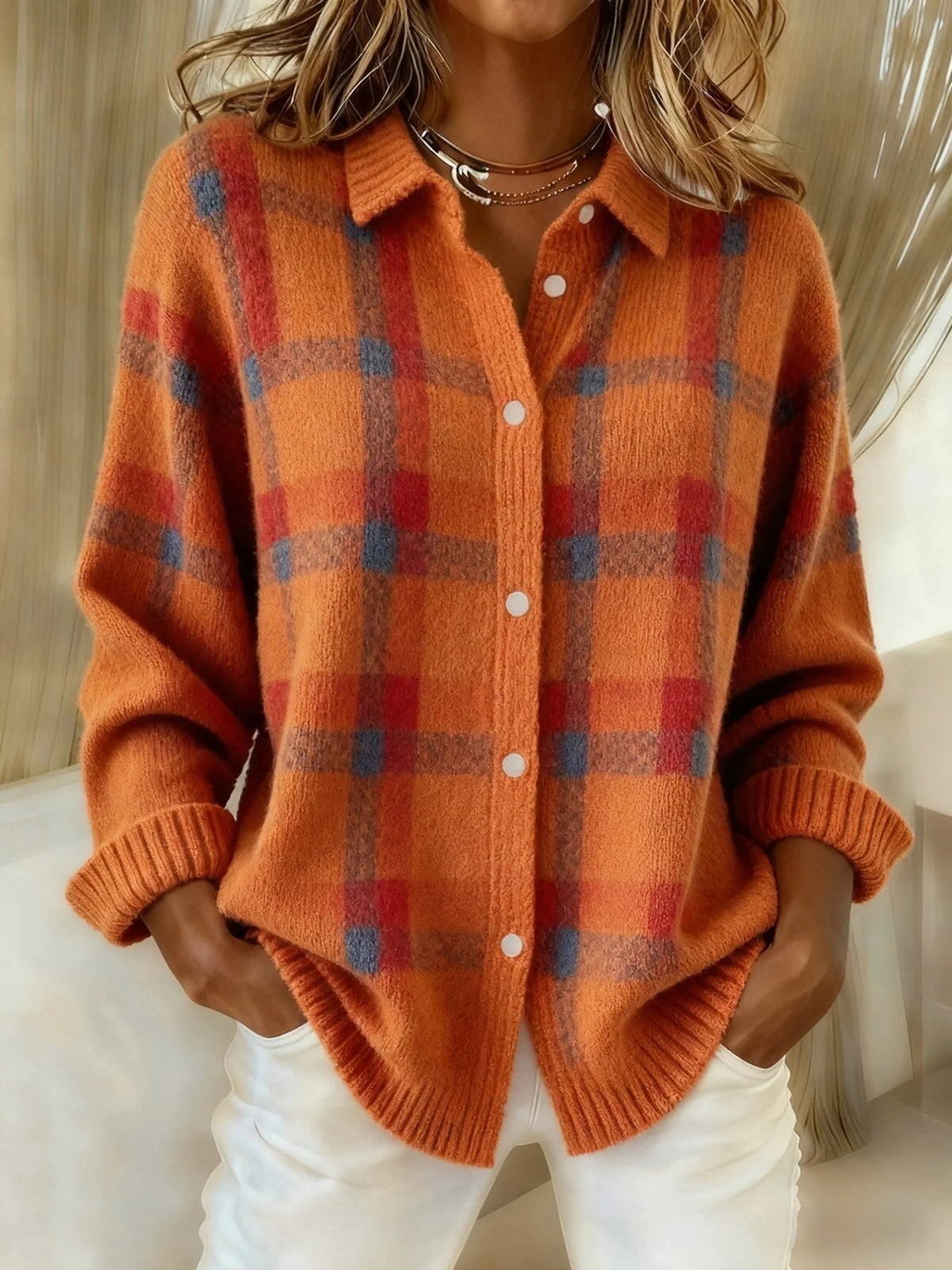 Women's Soft Knit Tartan Shirt – Relaxed Check Shirt