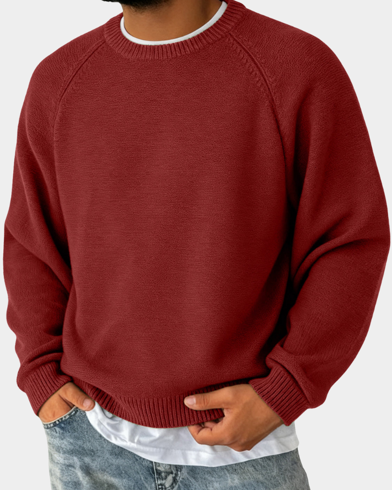 Men's Crew-Neck Jumper – Plain Knit Autumn Winter