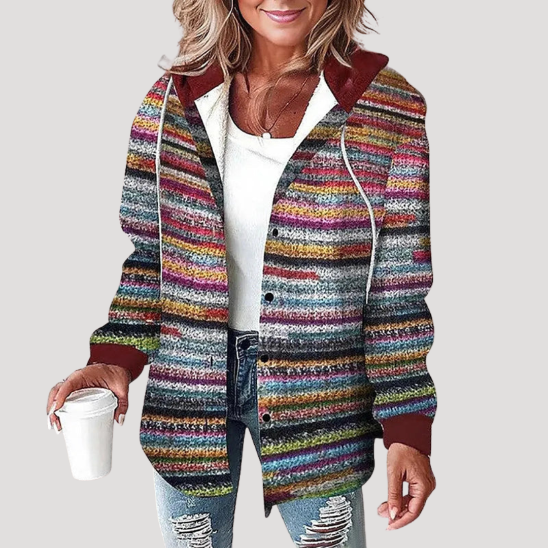Women's Hooded Plaid Jacket in Multicolor