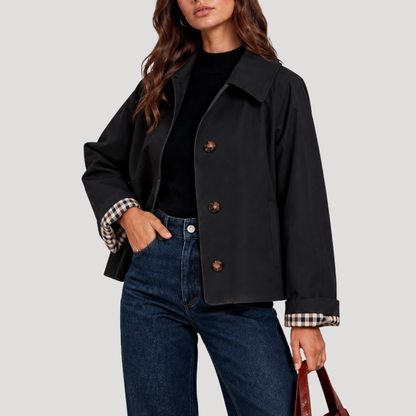 Women's Short Trench Jacket – Check Lining Mid-Season