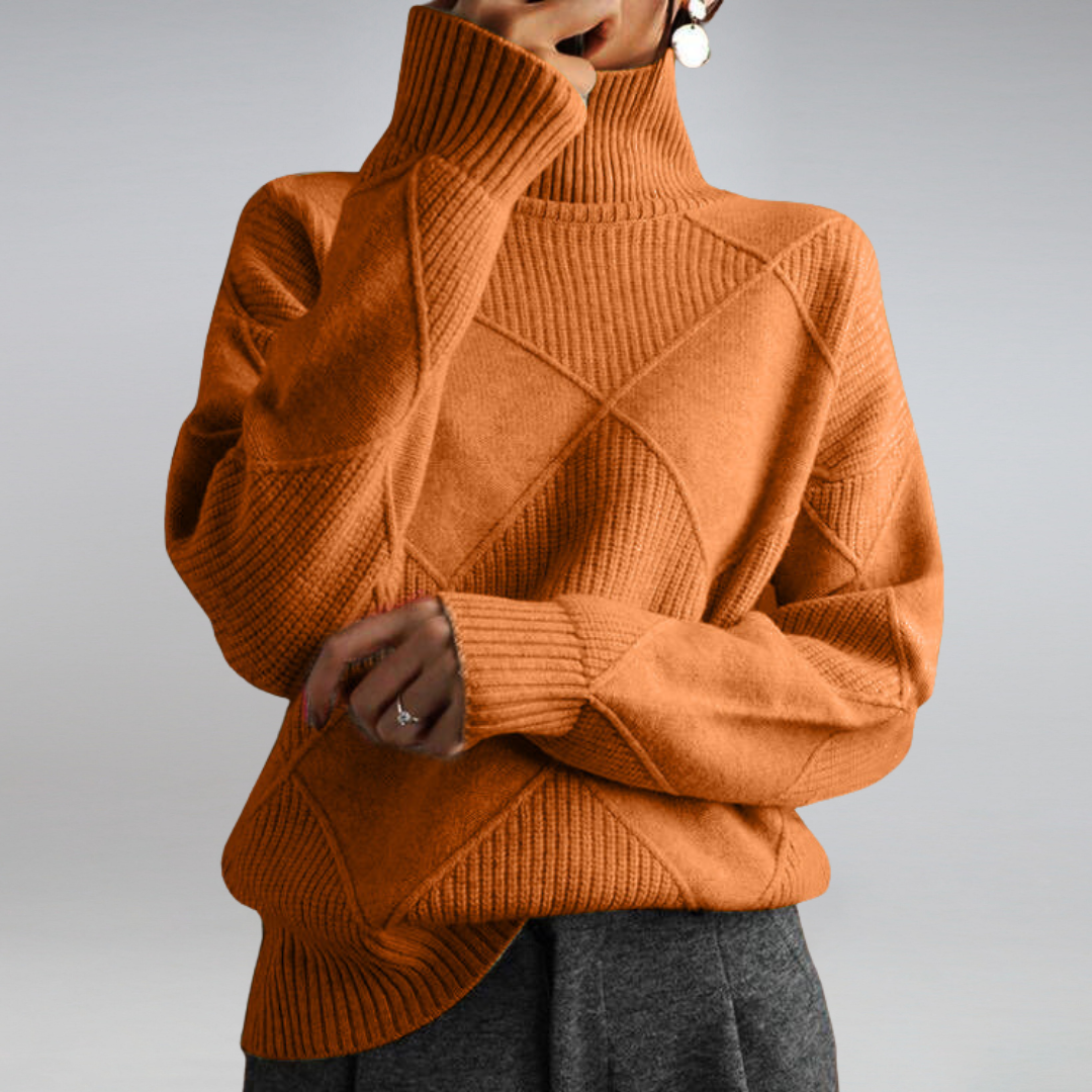 Women's Soft Roll Neck Jumper – Warm Cashmere-Feel Winter Jumper