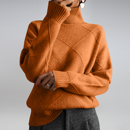Women's Soft Roll Neck Jumper – Warm Cashmere-Feel Winter Jumper