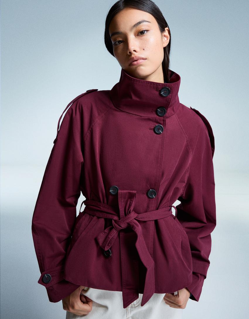 Women's Short Double-Breasted Trench Coat – Belted Trench