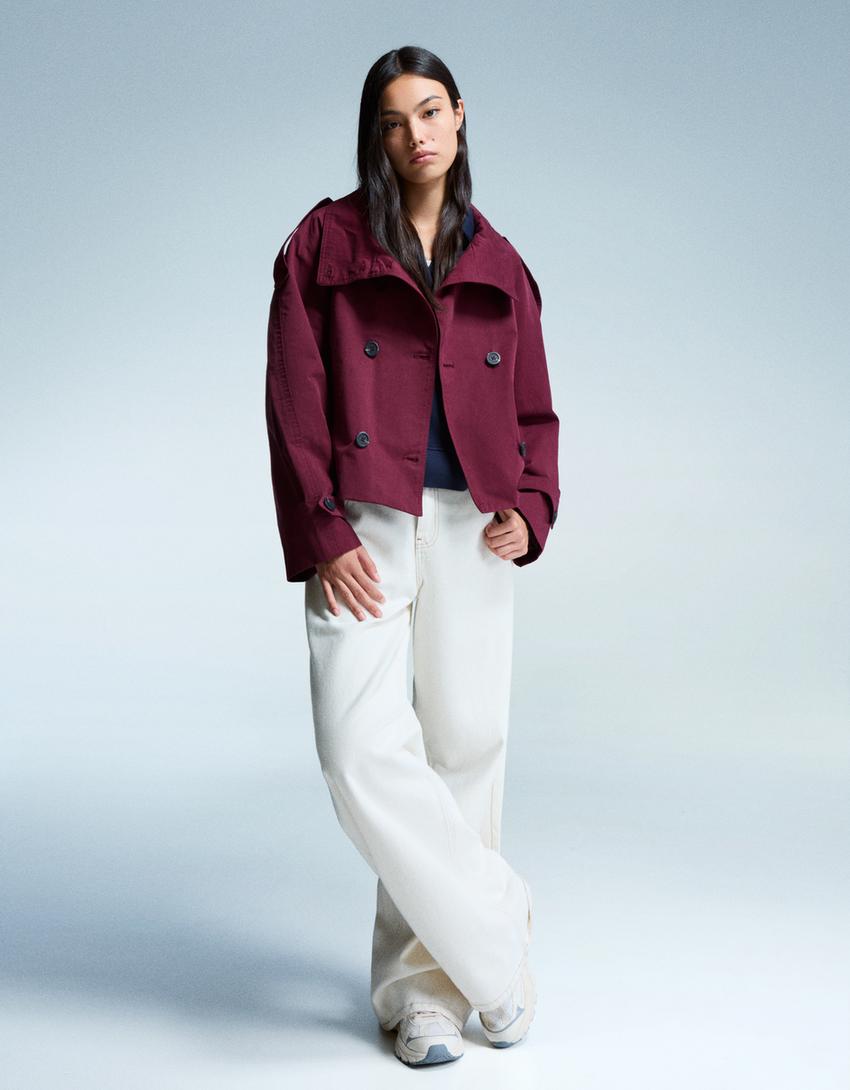 Women's Short Double-Breasted Trench Coat – Belted Trench