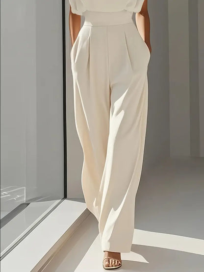 Women's Elegant Wide Leg Jumpsuit – Draped Jumpsuit