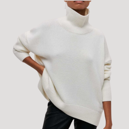 Women's Oversized High-Neck Sweater in White