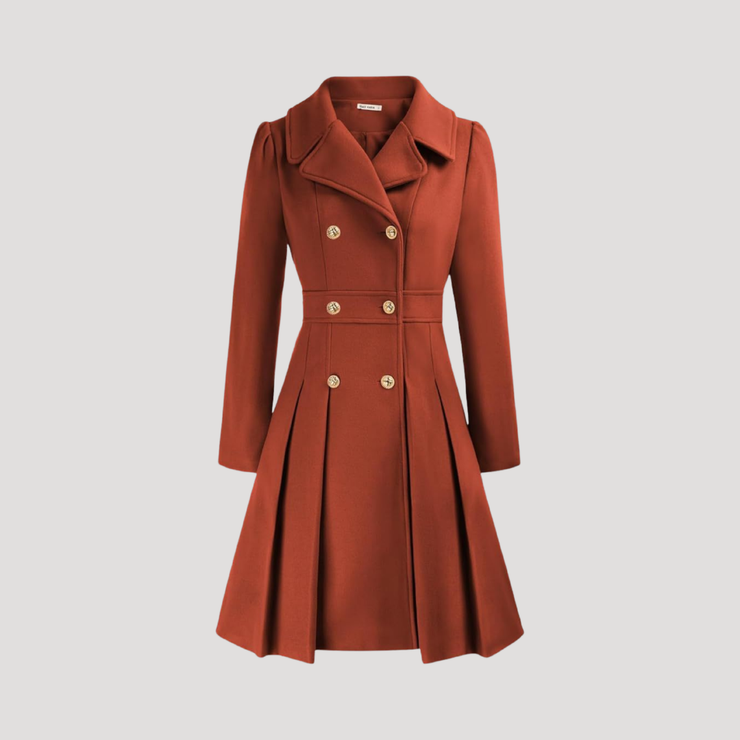 Women's Double-Breasted Coat in Orange