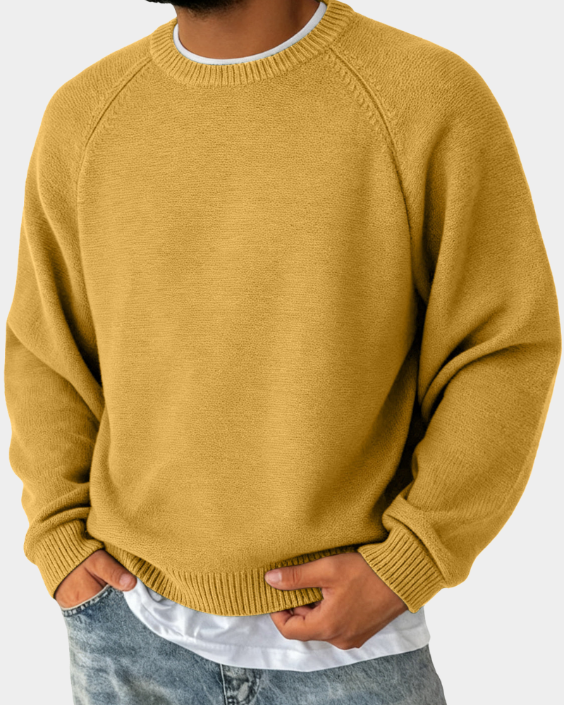 Men's Crew-Neck Jumper – Plain Knit Autumn Winter