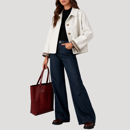 Women's Short Trench Jacket – Check Lining Mid-Season