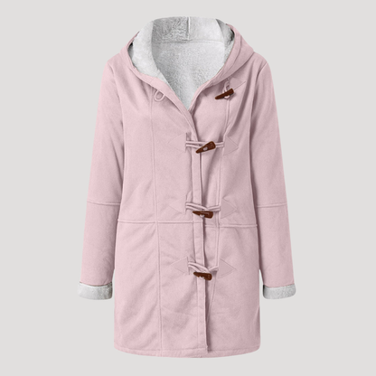 Women's Duffle Coat with Contrast Lining in Pink