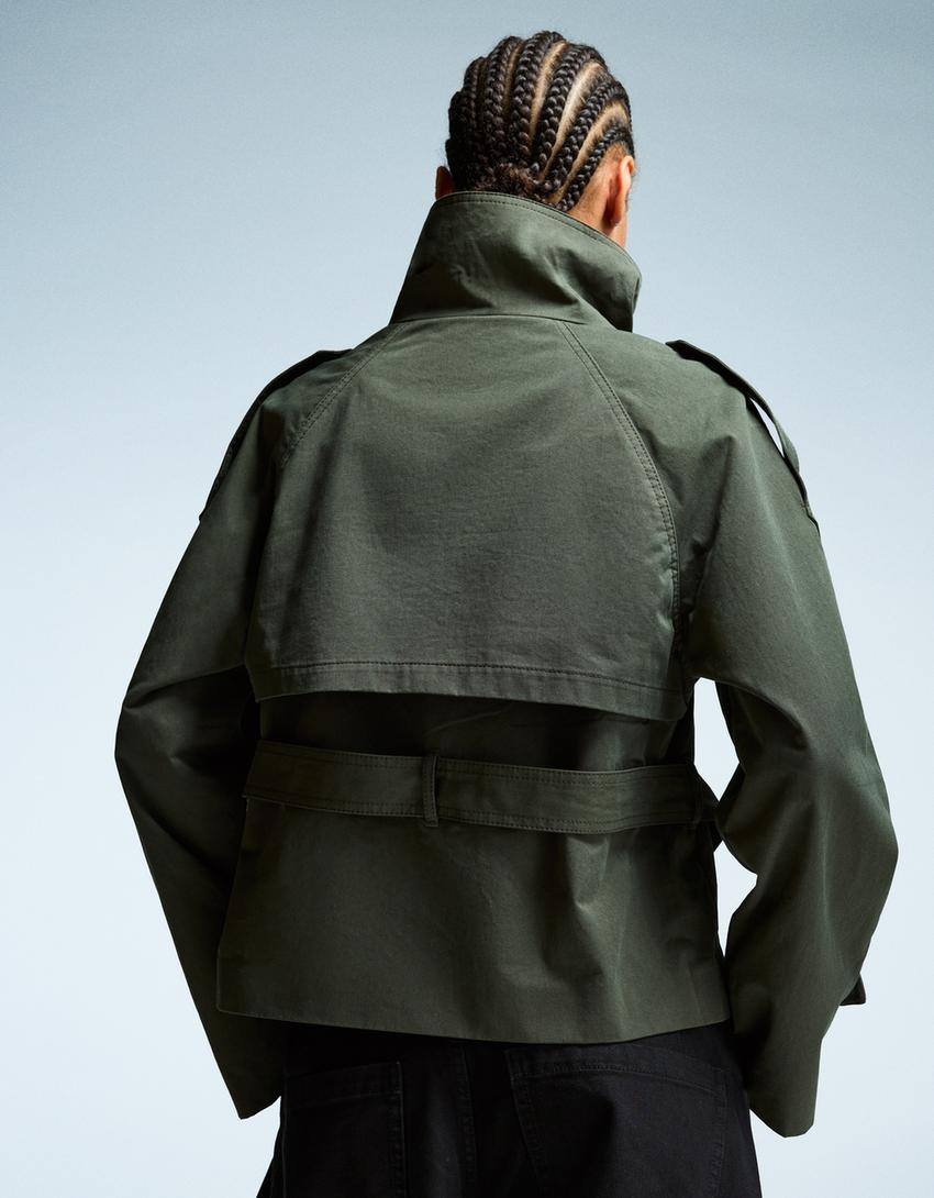 Women's Short Double-Breasted Trench Coat – Belted Trench