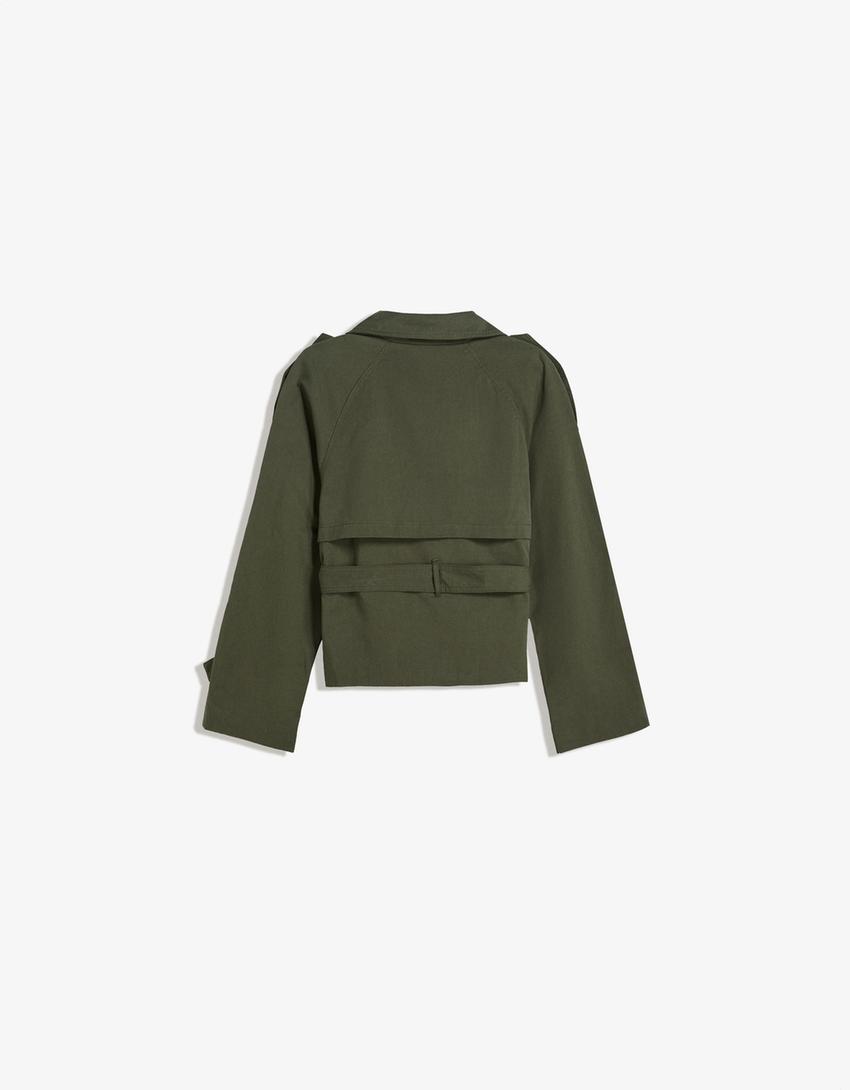 Women's Short Double-Breasted Trench Coat – Belted Trench