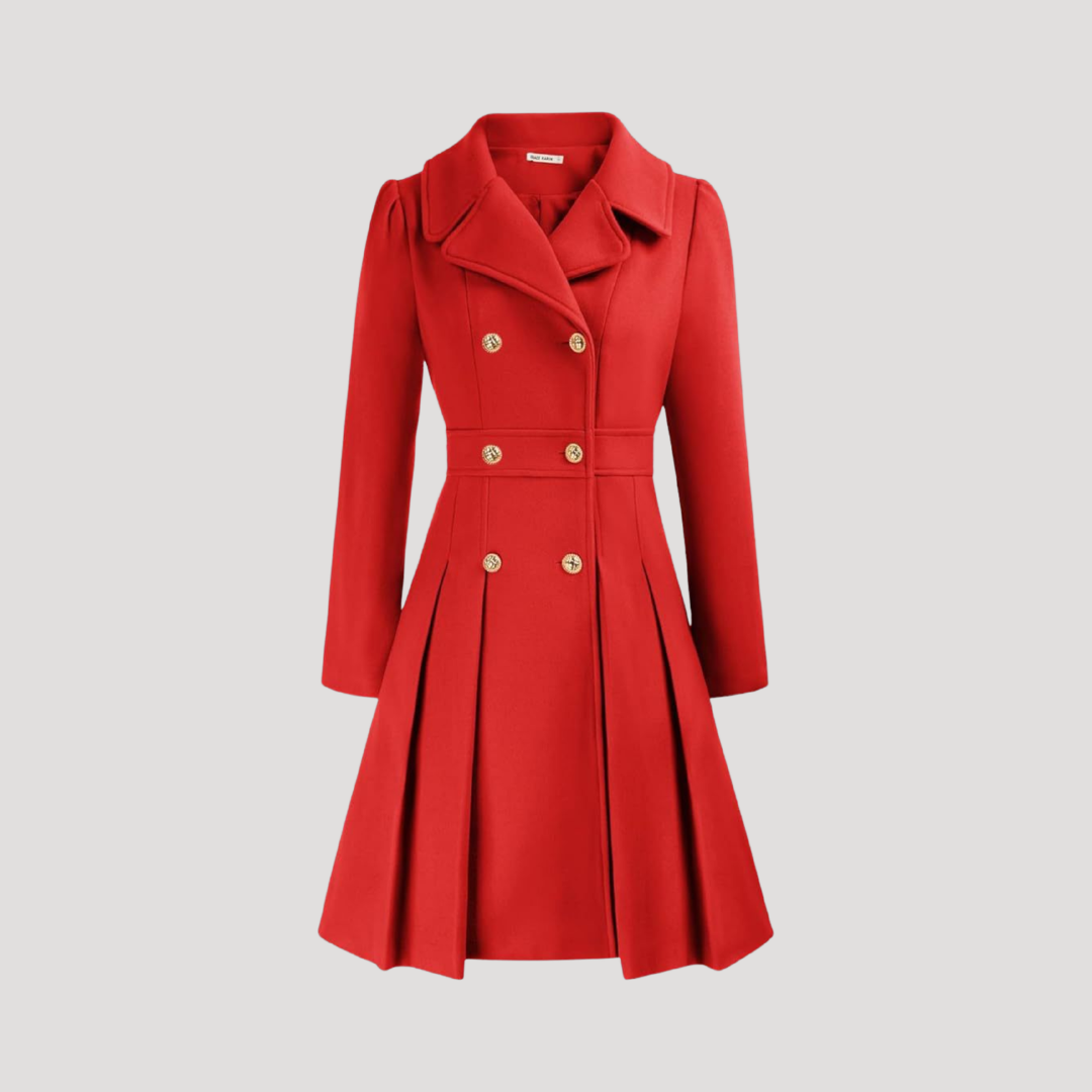 Women's Double-Breasted Coat in Red