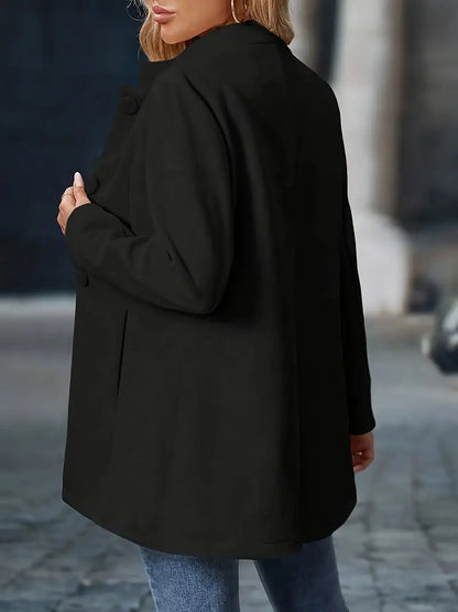 Women's Stand-Collar Jacket – Structured Buttoned with Pockets