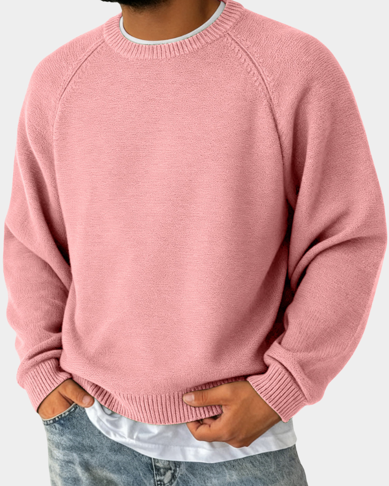 Men's Crew-Neck Jumper – Plain Knit Autumn Winter