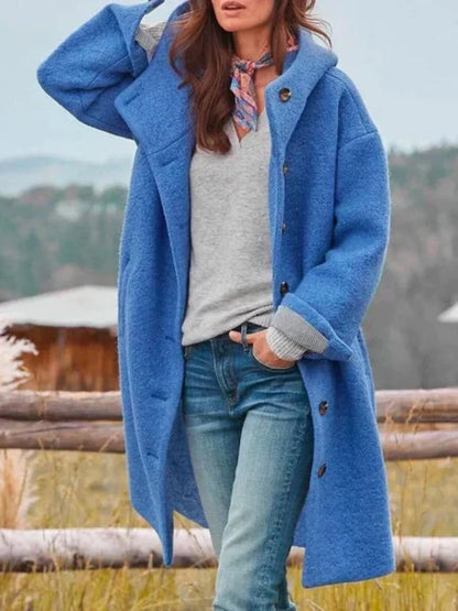 Women's Hooded Coat – Textured Fabric Autumn Winter
