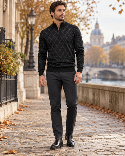 Men's Argyle Half-Zip Jumper – Zip Neck Jumper