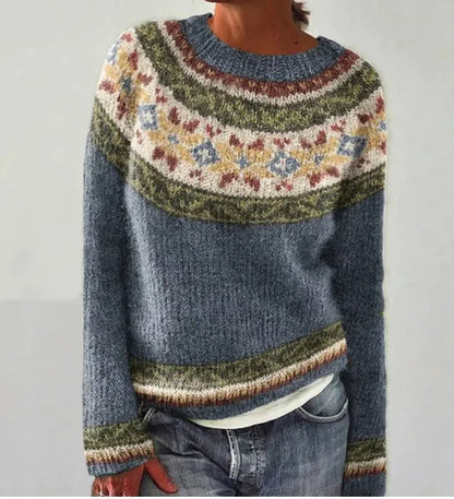 Women's Oversized Jacquard Sweater in Gray Stars
