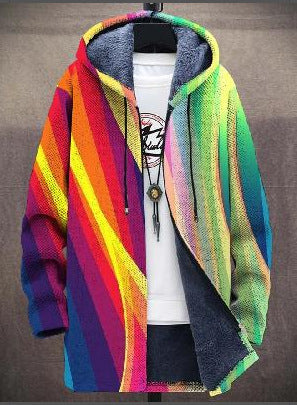 Women's Colourful Art Print Zip Cardigan – Warm Cardigan
