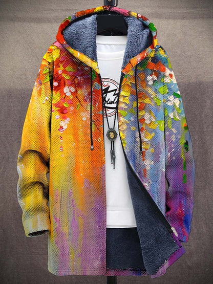 Women's Colourful Art Print Zip Cardigan – Warm Cardigan