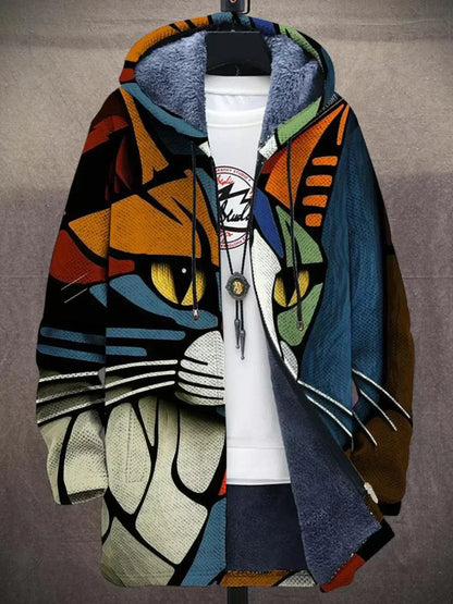 Women's Colourful Art Print Zip Cardigan – Warm Cardigan