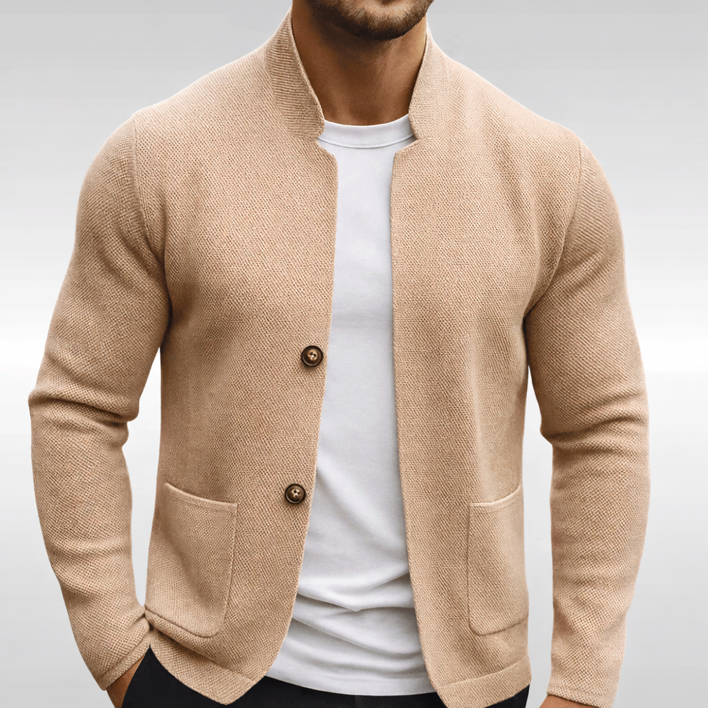 Men's Zip Cardigan – Textured Knit Jacket