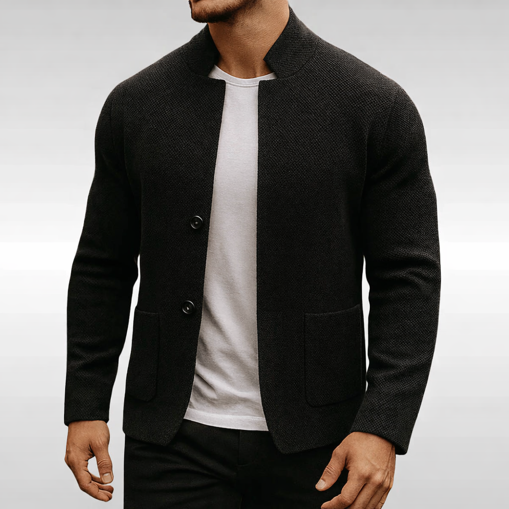 Men's Zip Cardigan – Textured Knit Jacket