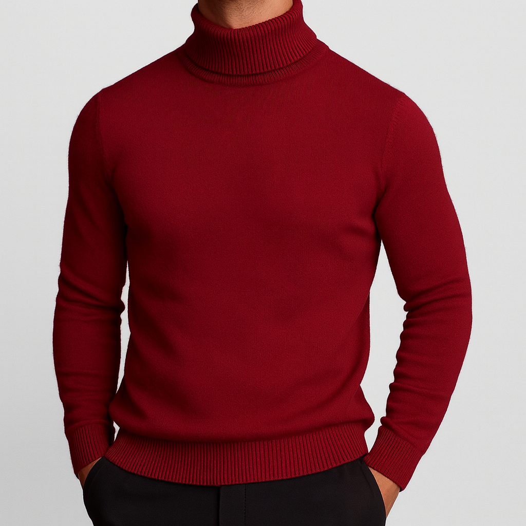 Men's Roll-Neck Jumper – Classic Knit Autumn Winter