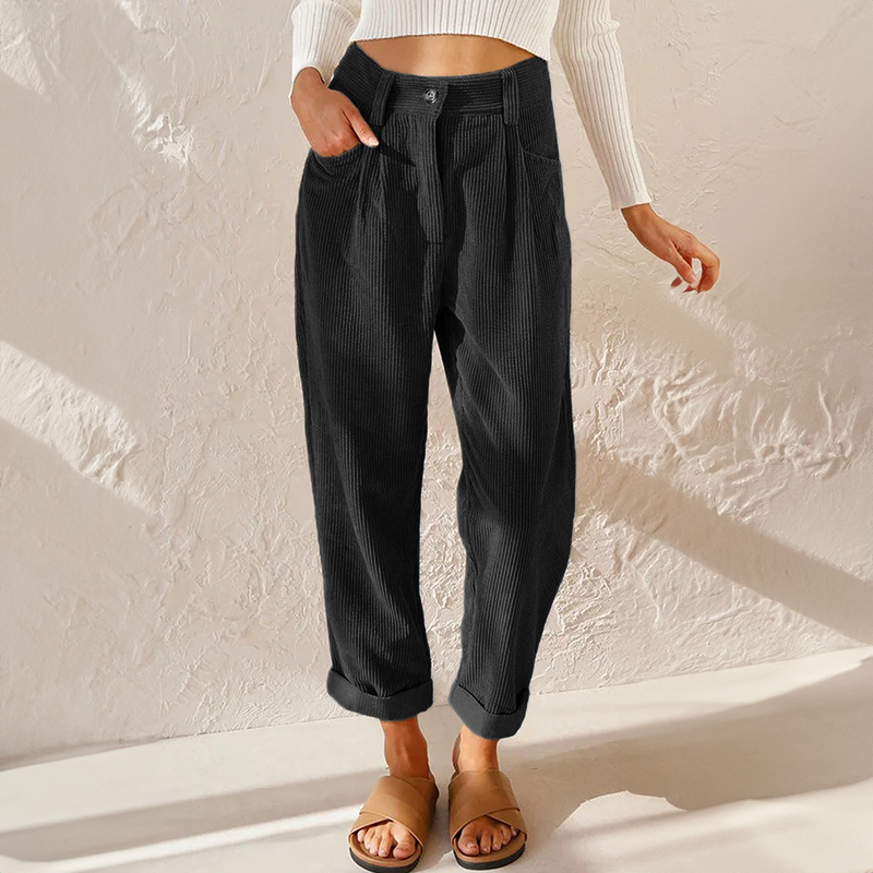 Women's High Waisted Corduroy Trousers – Wide Leg Trousers