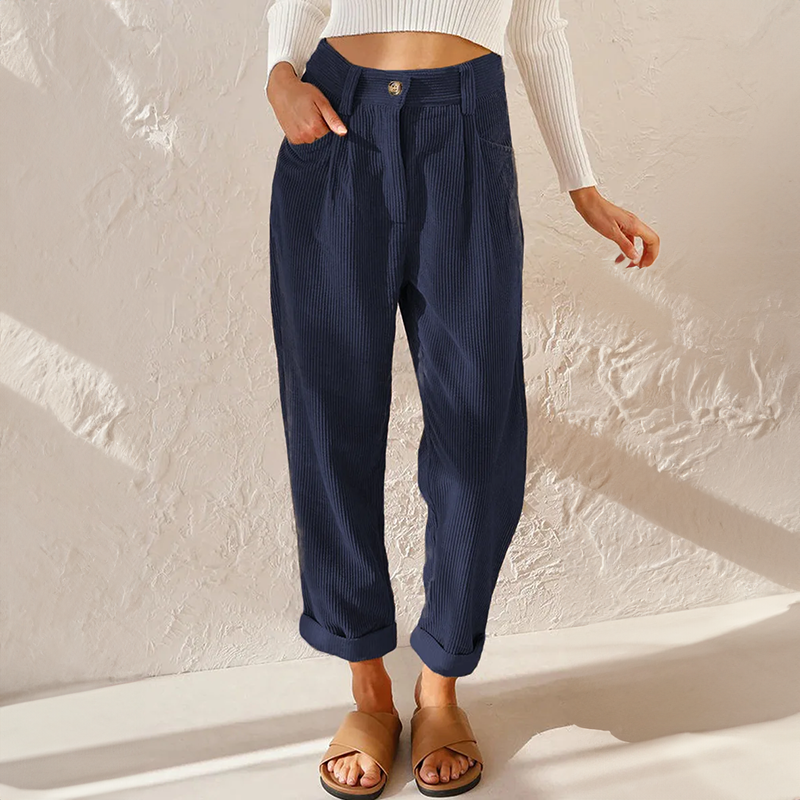 Women's High Waisted Corduroy Trousers – Wide Leg Trousers