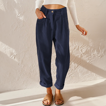 Women's High Waisted Corduroy Trousers – Wide Leg Trousers