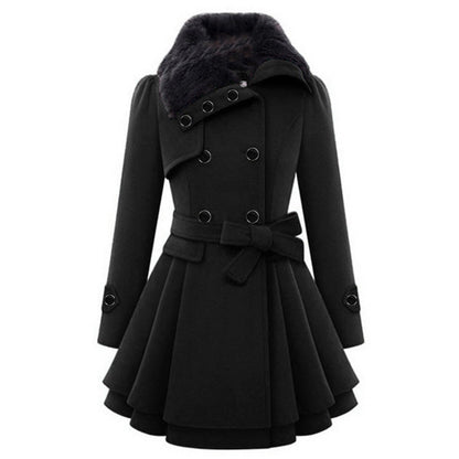 Women's Winter Coat – Flared Faux-Fur Collar Plus Sizes