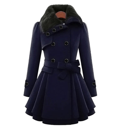 Women's Winter Coat – Flared Faux-Fur Collar Plus Sizes
