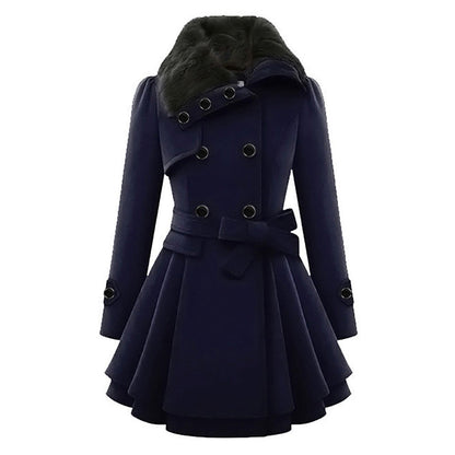 Women's Winter Coat – Flared Faux-Fur Collar Plus Sizes