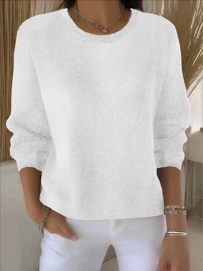 Women's Fine-Knit Sweater – Round Neck Loose Fit