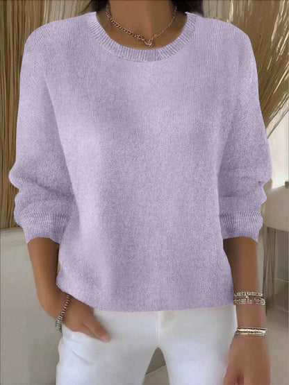 Women's Fine-Knit Sweater – Round Neck Loose Fit