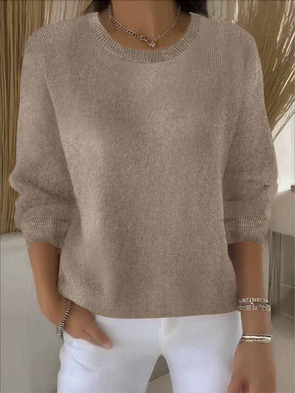 Women's Fine-Knit Sweater – Round Neck Loose Fit