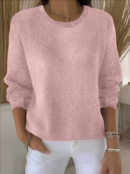 Women's Fine-Knit Sweater – Round Neck Loose Fit