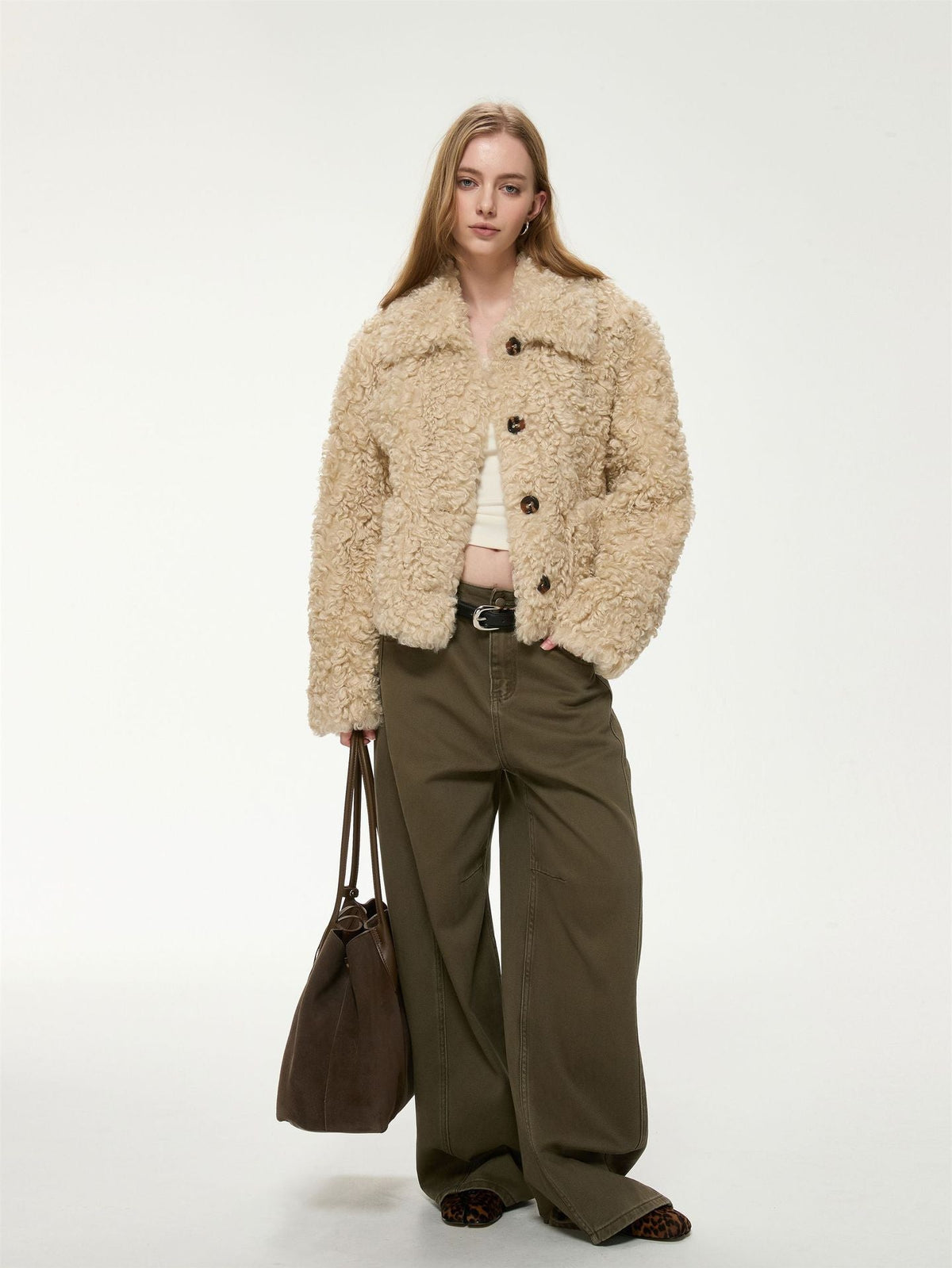 Women's Short Teddy Jacket – Faux Fur Bouclé Jacket