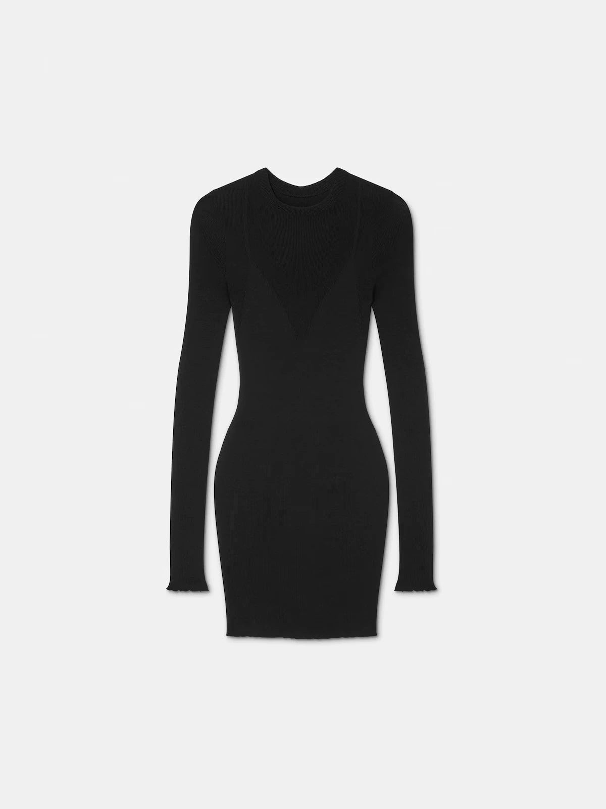 Women's Short Ribbed Knit Dress – Long Sleeve Jumper Dress