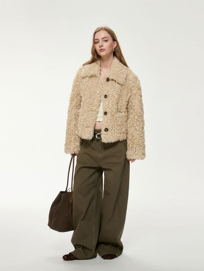 Women's Short Teddy Jacket – Faux Fur Bouclé Jacket