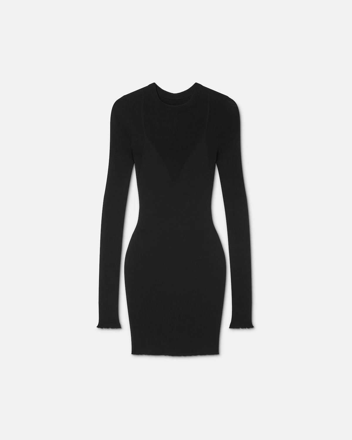 Women's Short Ribbed Knit Dress – Long Sleeve Jumper Dress