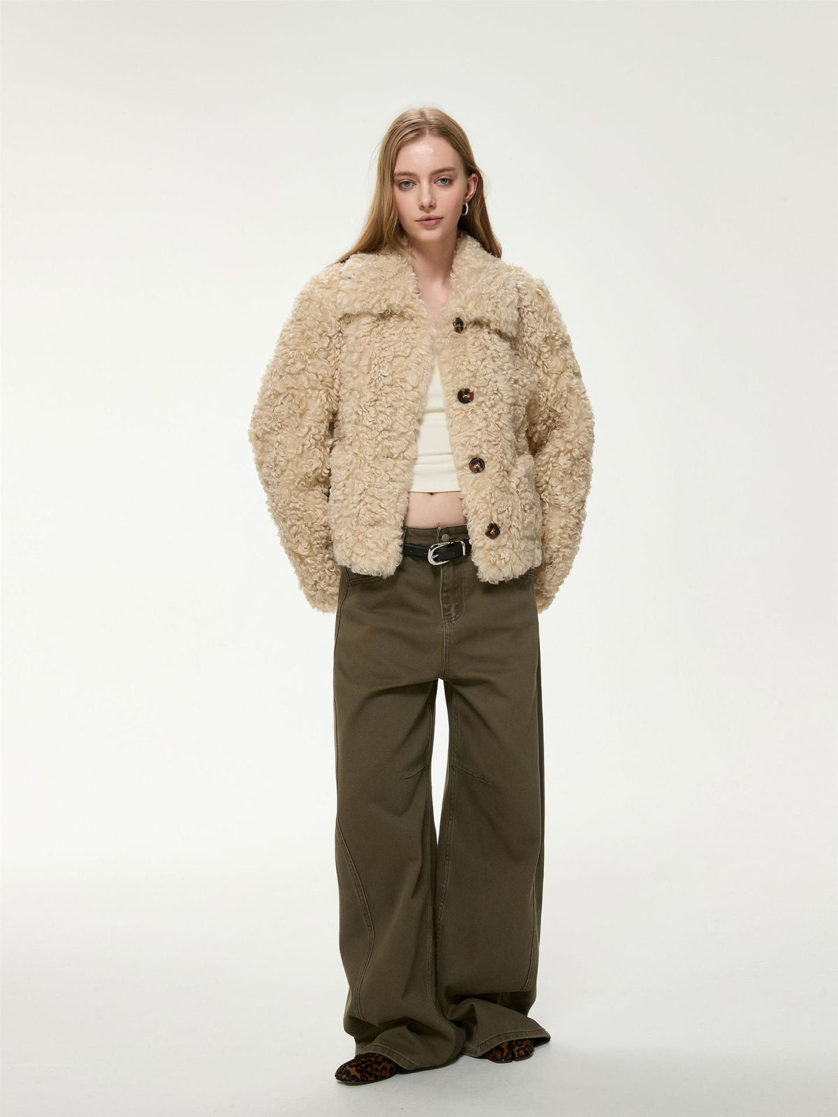 Women's Short Teddy Jacket – Faux Fur Bouclé Jacket