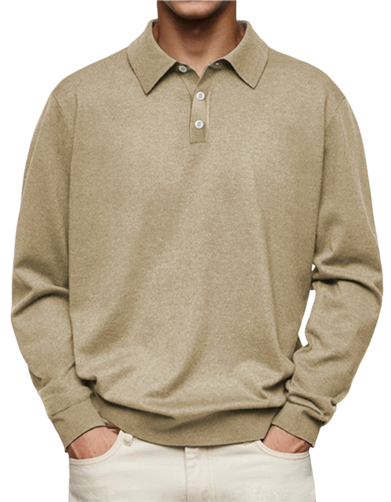 Men's Long-Sleeve Polo – Classic Buttoned Collar