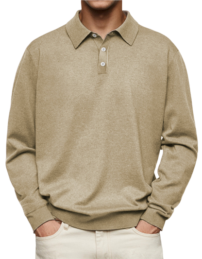 Men's Long-Sleeve Polo – Classic Buttoned Collar