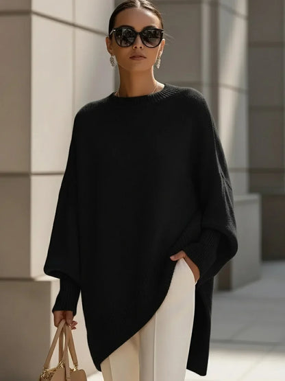 Women's Oversized Asymmetric Sweater in Black