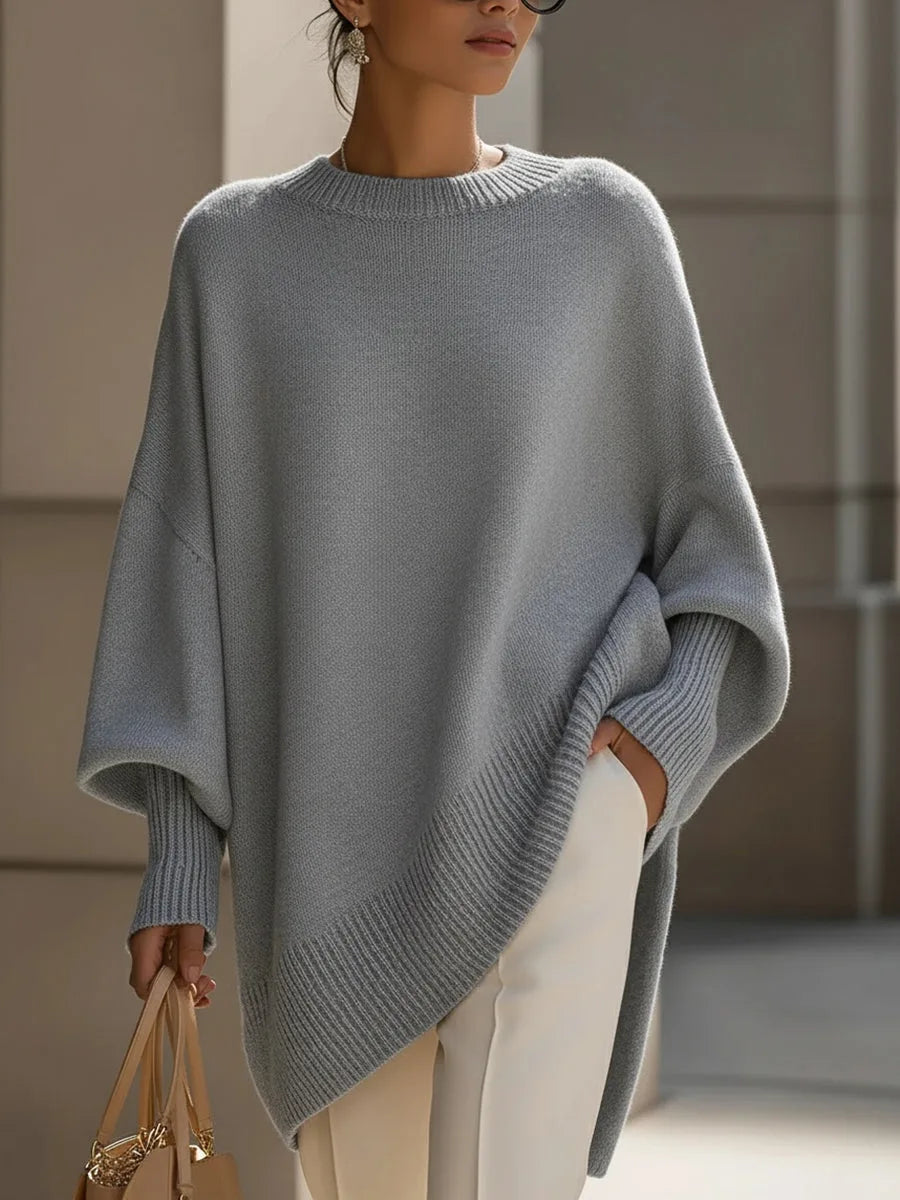 Women's Oversized Asymmetric Sweater in Gray