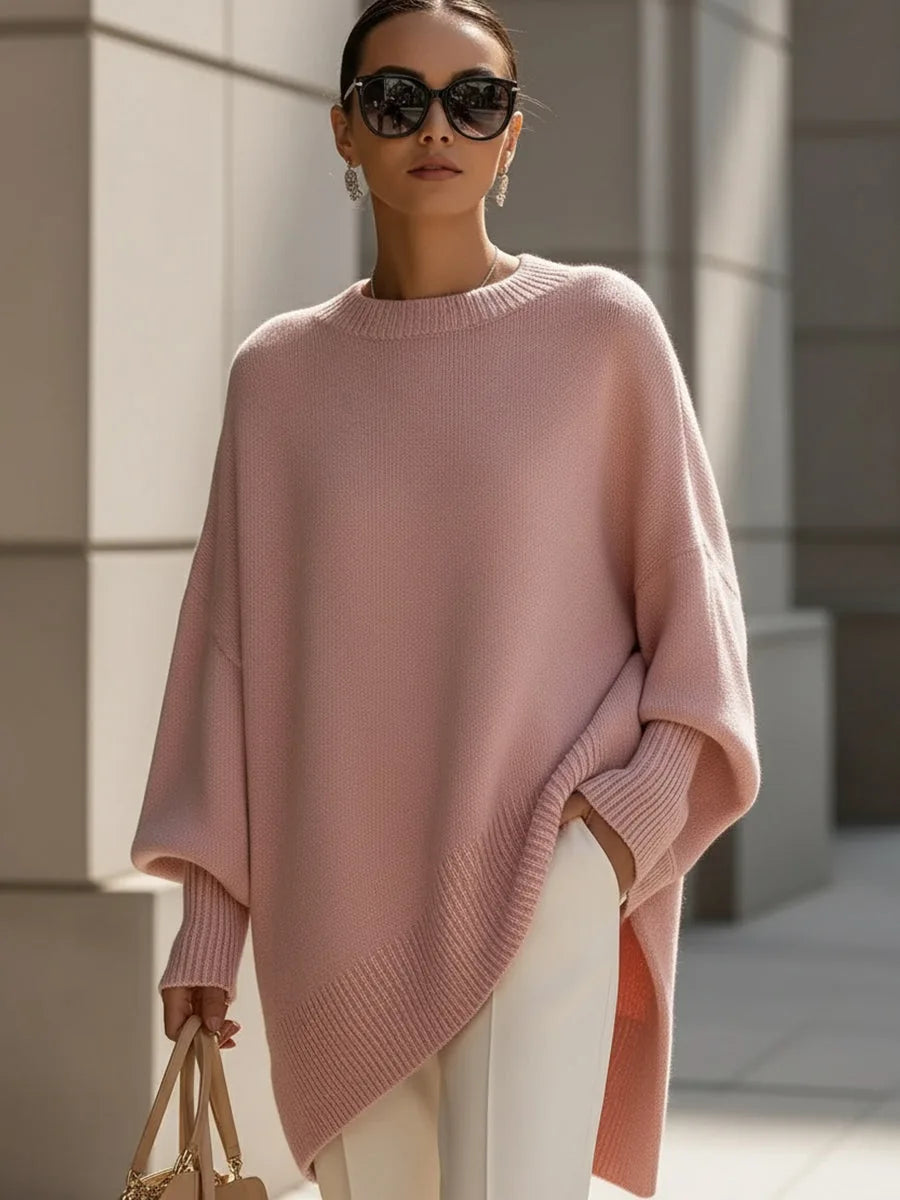 Women's Oversized Asymmetric Sweater in Pink