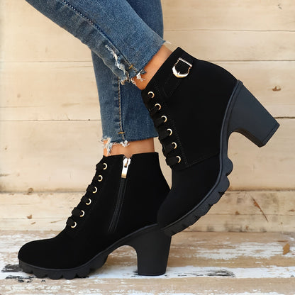 Women's Block Heel Ankle Boots – Comfortable Black Boots