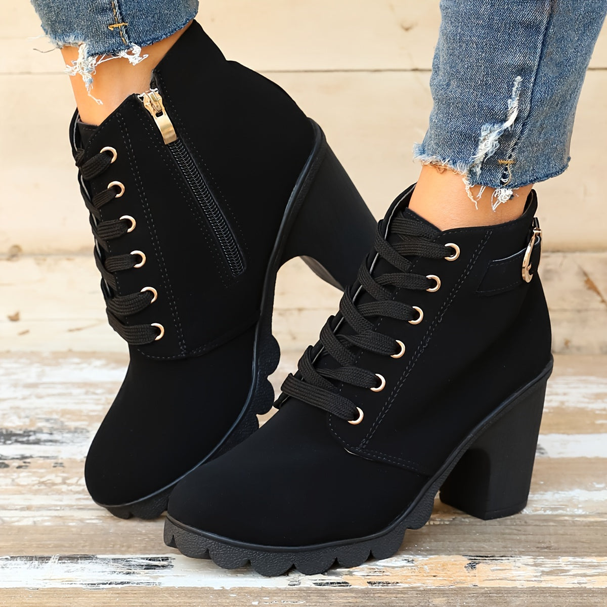 Women's Block Heel Ankle Boots – Comfortable Black Boots